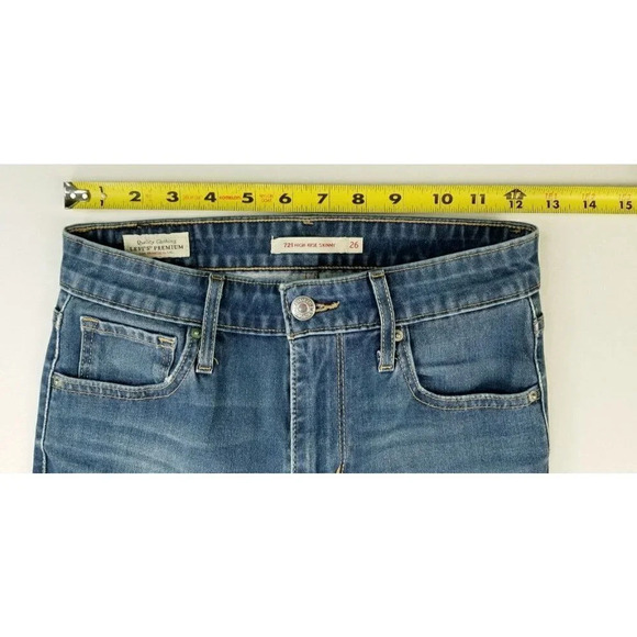 Levi's 26X28 Women's 721 High Rise Skinny Ankle Zip Blue Denim Premium Jeans - Picture 2 of 15